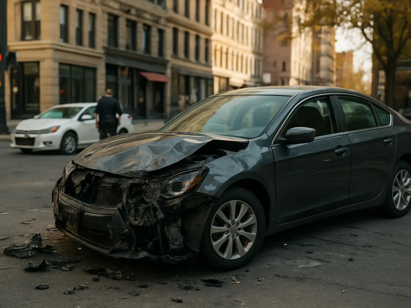 Peachtree Corners personal injury lawyer reviewing car crash evidence near The Forum on Peachtree Parkway